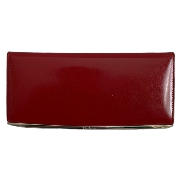 NWOT Women DECKESE Burgundy Red Leather Silver Accent Bifold Credit Card Wallet - Picture 3 of 4